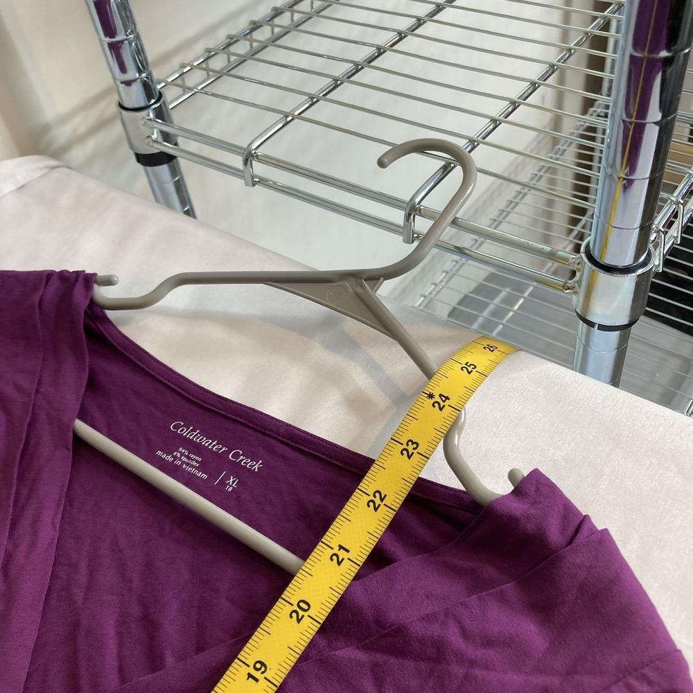 NWT Coldwater Creek Purple Double V Neck Knit Top Sz XL Lagenlook Stretchy Chic - Picture 3 of 12